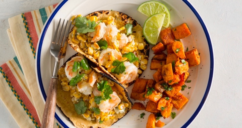 Street Corn and Shrimp Tacos