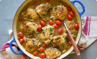 Braised Chicken Thighs Tomatoes Capers