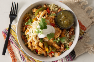 Salsa Verde Chicken Fajita Burrito Bowls - 30 Minute