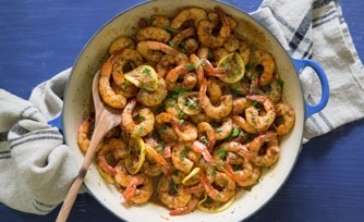 Spicy New Orleans Barbecue Shrimp with Browned Butter Broccoli