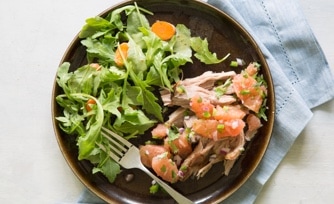 Pork Roast with Grapefruit Salsa and Arugula and Carrot Salad