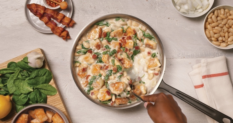 Italian Chicken Skillet with Spinach and Bacon
