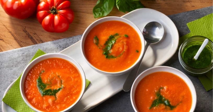 Heirloom Tomato Soup with Basil Pesto