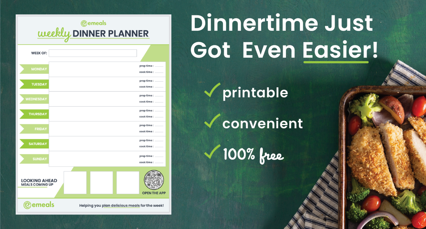 graphic of free meal planner template from eMeals