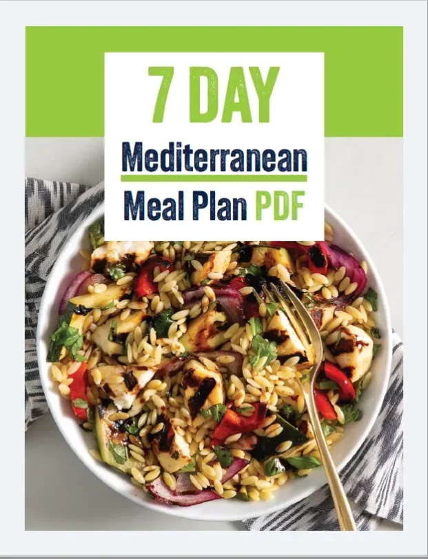 Front page of the Free 7-Day Mediterranean Meal Plan PDF