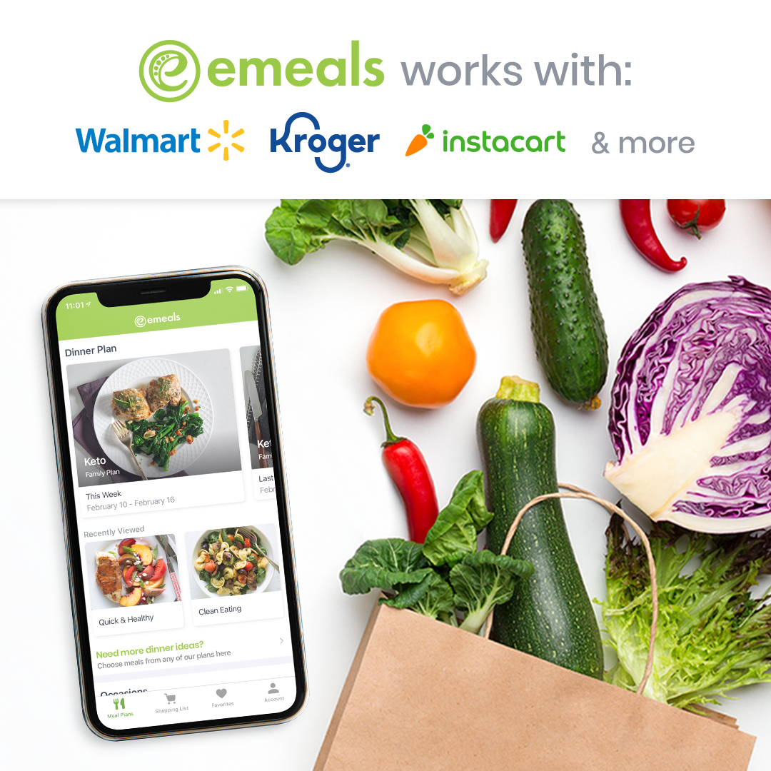 User-friendly eMeals app interface with customizable meal plans